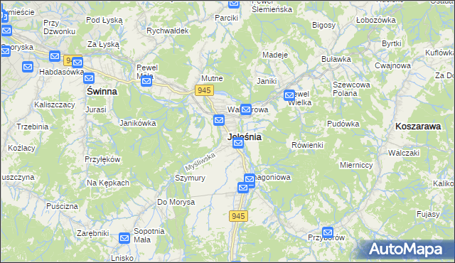 mapa Jeleśnia, Jeleśnia na mapie Targeo