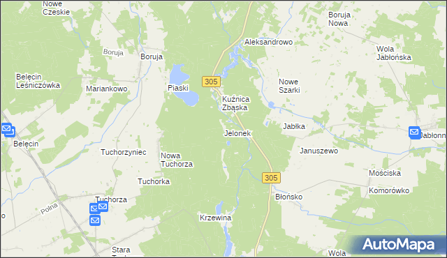 mapa Jelonek gmina Rakoniewice, Jelonek gmina Rakoniewice na mapie Targeo