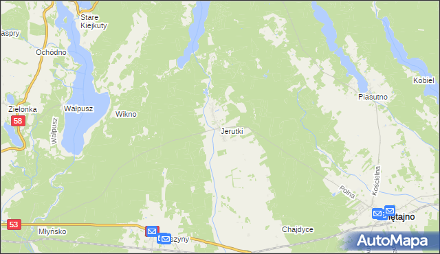 mapa Jerutki, Jerutki na mapie Targeo