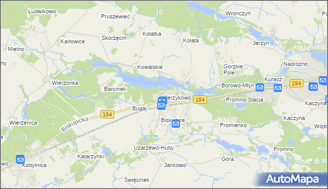 mapa Jerzykowo gmina Pobiedziska, Jerzykowo gmina Pobiedziska na mapie Targeo