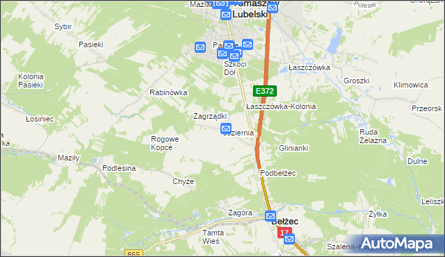 mapa Jeziernia, Jeziernia na mapie Targeo