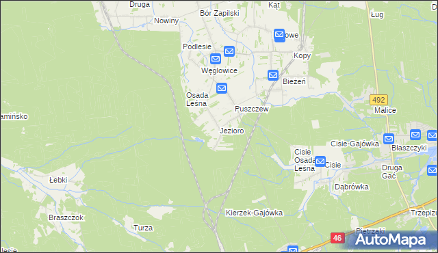 mapa Jezioro gmina Wręczyca Wielka, Jezioro gmina Wręczyca Wielka na mapie Targeo