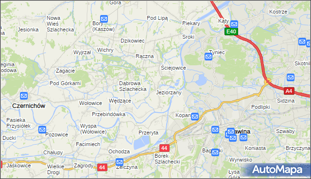 mapa Jeziorzany gmina Liszki, Jeziorzany gmina Liszki na mapie Targeo