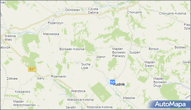 mapa Joanin gmina Rudnik, Joanin gmina Rudnik na mapie Targeo