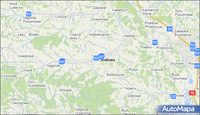 mapa Jodłowa, Jodłowa na mapie Targeo