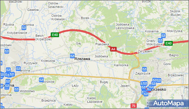 mapa Jodłówka gmina Rzezawa, Jodłówka gmina Rzezawa na mapie Targeo