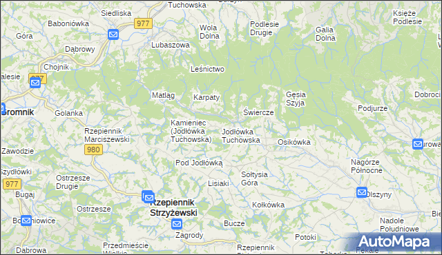 mapa Jodłówka Tuchowska, Jodłówka Tuchowska na mapie Targeo