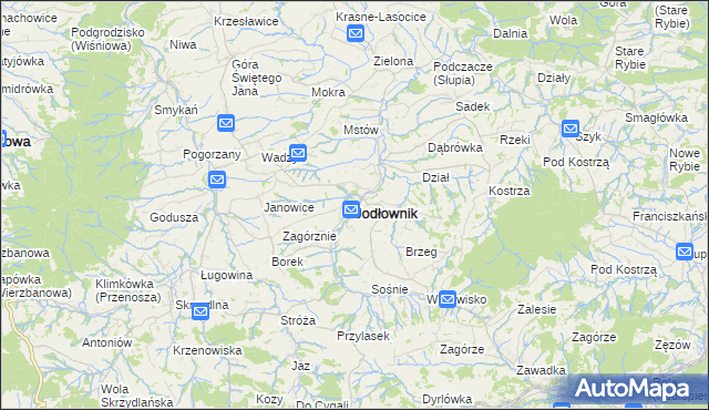 mapa Jodłownik, Jodłownik na mapie Targeo