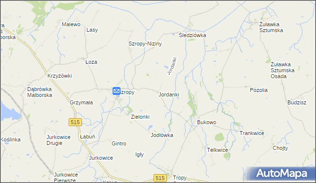 mapa Jordanki, Jordanki na mapie Targeo