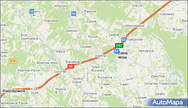 mapa Józefina gmina Żabia Wola, Józefina gmina Żabia Wola na mapie Targeo