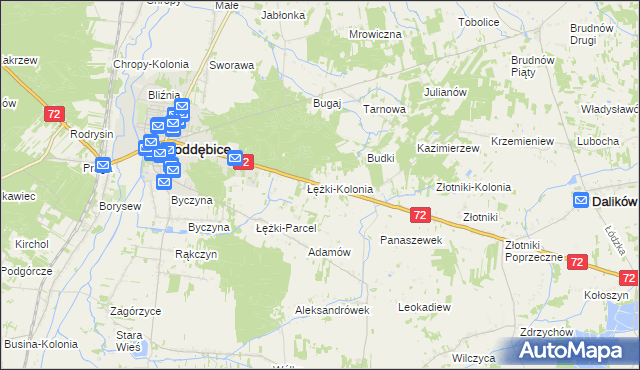 mapa Józefka gmina Poddębice, Józefka gmina Poddębice na mapie Targeo