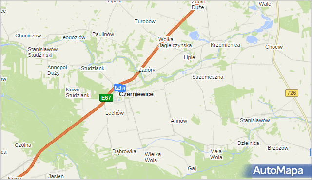 mapa Józefów gmina Czerniewice, Józefów gmina Czerniewice na mapie Targeo
