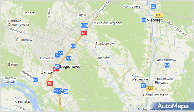 mapa Józefów gmina Nieporęt, Józefów gmina Nieporęt na mapie Targeo