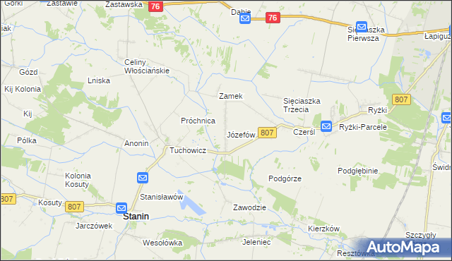 mapa Józefów gmina Stanin, Józefów gmina Stanin na mapie Targeo