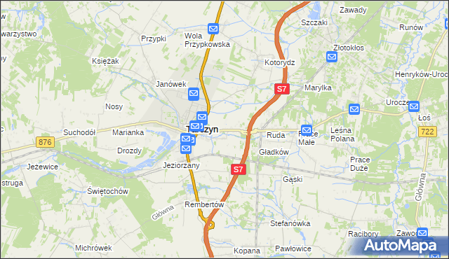 mapa Józefowice gmina Tarczyn, Józefowice gmina Tarczyn na mapie Targeo