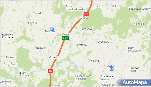 mapa Józefowo gmina Strzegowo, Józefowo gmina Strzegowo na mapie Targeo