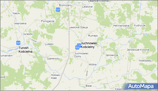 mapa Juchnowiec Górny, Juchnowiec Górny na mapie Targeo