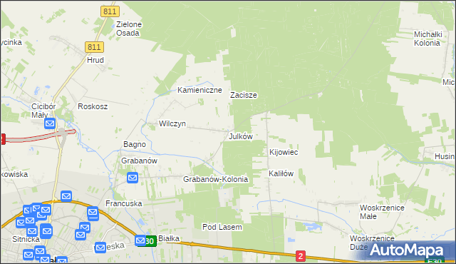 mapa Julków gmina Biała Podlaska, Julków gmina Biała Podlaska na mapie Targeo