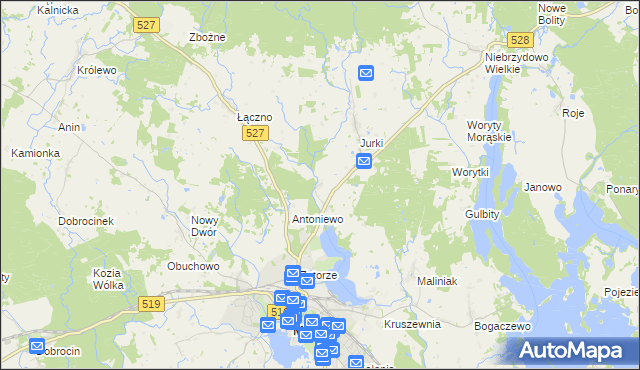mapa Jurecki Młyn, Jurecki Młyn na mapie Targeo