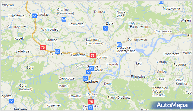 mapa Jurków gmina Czchów, Jurków gmina Czchów na mapie Targeo