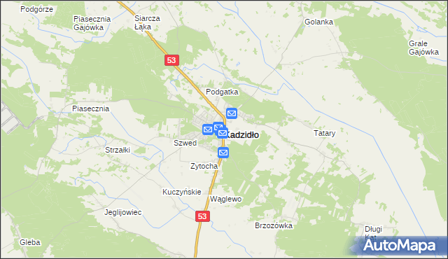 mapa Kadzidło, Kadzidło na mapie Targeo