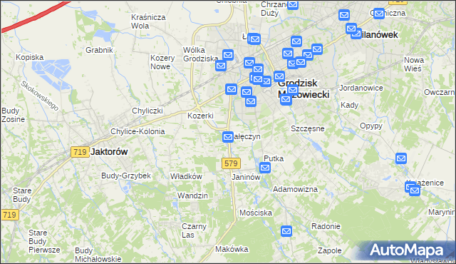 mapa Kałęczyn gmina Grodzisk Mazowiecki, Kałęczyn gmina Grodzisk Mazowiecki na mapie Targeo