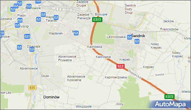 mapa Kalinówka gmina Głusk, Kalinówka gmina Głusk na mapie Targeo