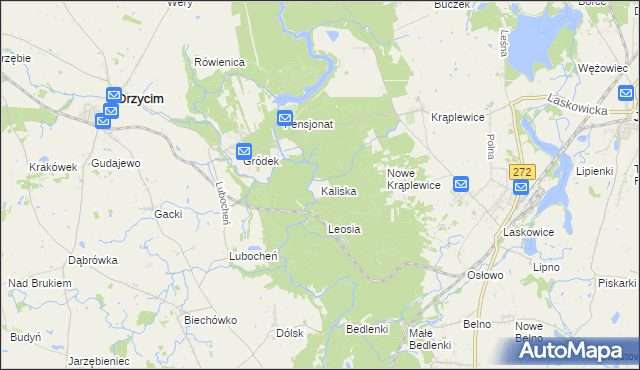 mapa Kaliska gmina Drzycim, Kaliska gmina Drzycim na mapie Targeo