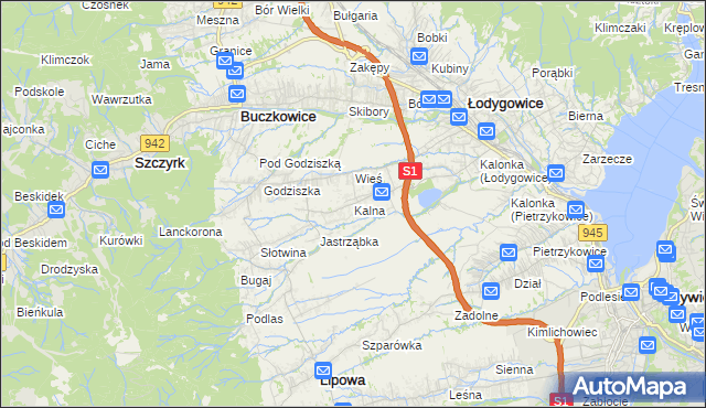 mapa Kalna, Kalna na mapie Targeo