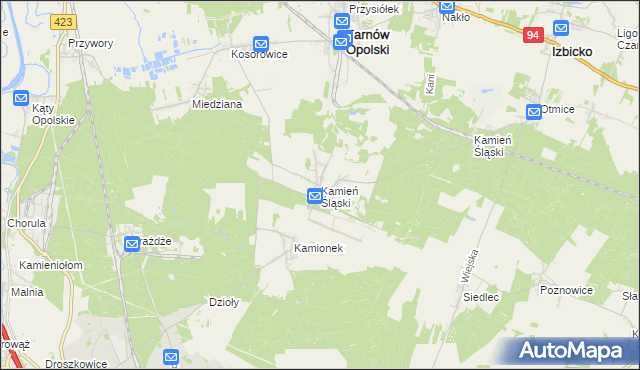 mapa Kamień Śląski, Kamień Śląski na mapie Targeo