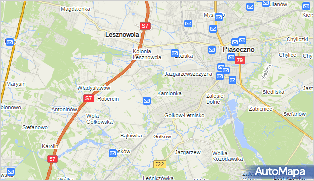mapa Kamionka gmina Piaseczno, Kamionka gmina Piaseczno na mapie Targeo