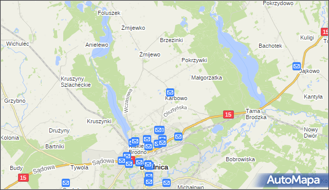 mapa Karbowo gmina Brodnica, Karbowo gmina Brodnica na mapie Targeo