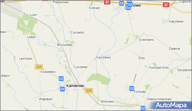 mapa Karczewo gmina Kamieniec, Karczewo gmina Kamieniec na mapie Targeo