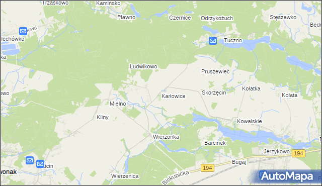 mapa Karłowice gmina Swarzędz, Karłowice gmina Swarzędz na mapie Targeo