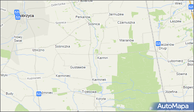mapa Karmin gmina Dobrzyca, Karmin gmina Dobrzyca na mapie Targeo