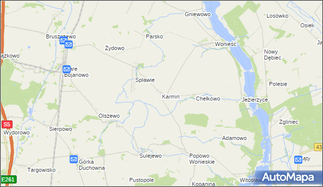 mapa Karmin gmina Śmigiel, Karmin gmina Śmigiel na mapie Targeo