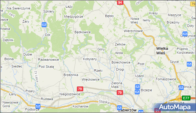 mapa Karniowice gmina Zabierzów, Karniowice gmina Zabierzów na mapie Targeo