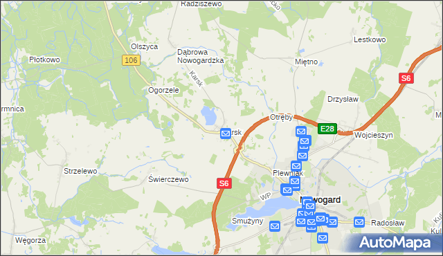 mapa Karsk gmina Nowogard, Karsk gmina Nowogard na mapie Targeo