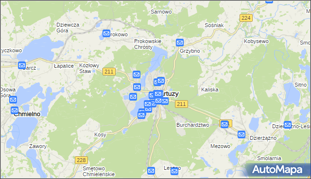 mapa Kartuzy, Kartuzy na mapie Targeo