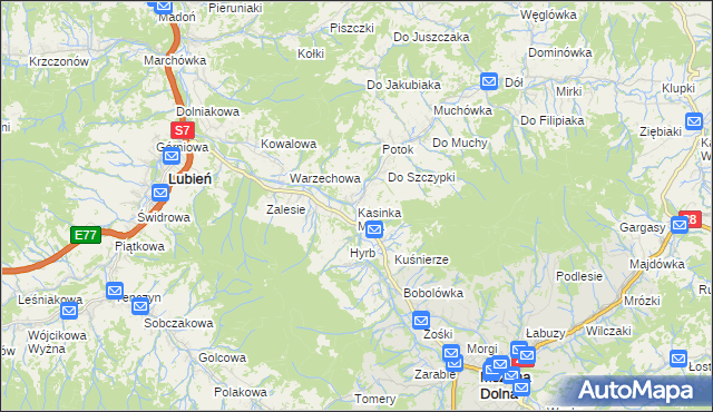 mapa Kasinka Mała, Kasinka Mała na mapie Targeo