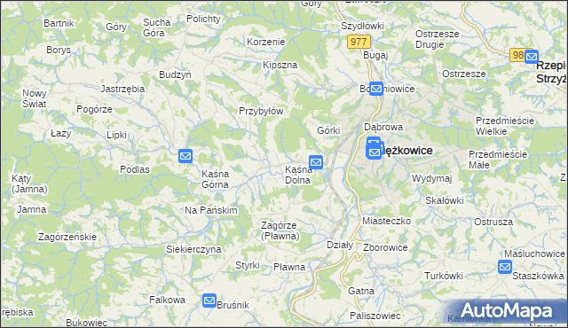 mapa Kąśna Dolna, Kąśna Dolna na mapie Targeo