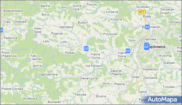 mapa Kąśna Górna, Kąśna Górna na mapie Targeo