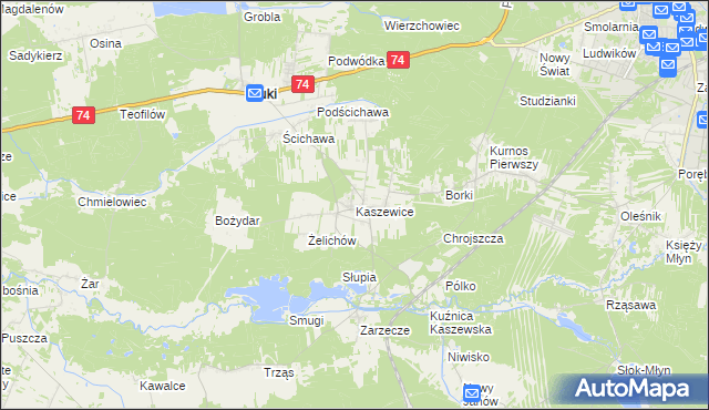 mapa Kaszewice, Kaszewice na mapie Targeo