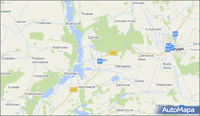 mapa Kąty gmina Osieczna, Kąty gmina Osieczna na mapie Targeo