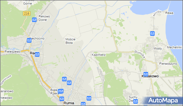 mapa Kazimierz gmina Kosakowo, Kazimierz gmina Kosakowo na mapie Targeo