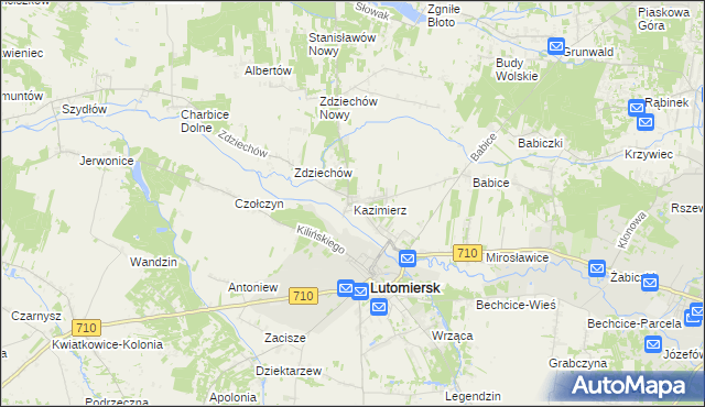 mapa Kazimierz gmina Lutomiersk, Kazimierz gmina Lutomiersk na mapie Targeo