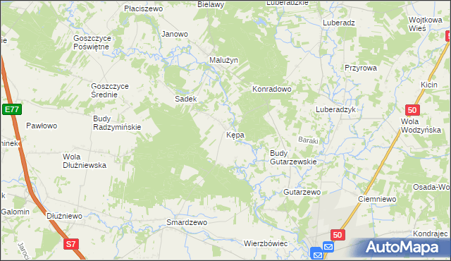 mapa Kępa gmina Sochocin, Kępa gmina Sochocin na mapie Targeo