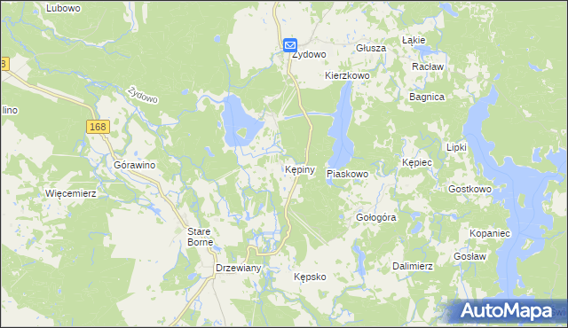 mapa Kępiny gmina Polanów, Kępiny gmina Polanów na mapie Targeo