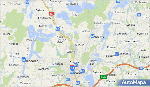 mapa Kiczyce, Kiczyce na mapie Targeo