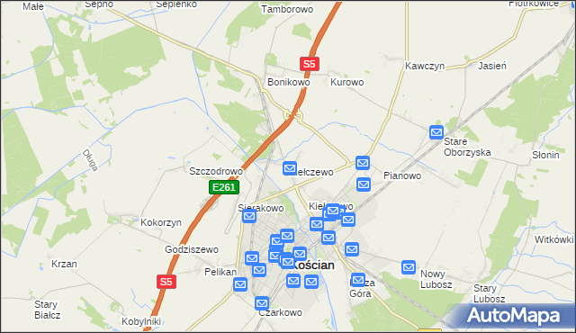 mapa Kiełczewo, Kiełczewo na mapie Targeo